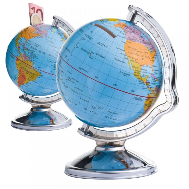 Skarbonka globus- fajny upominek dla dziecka, aby uczyło się zbierać oszczędności.