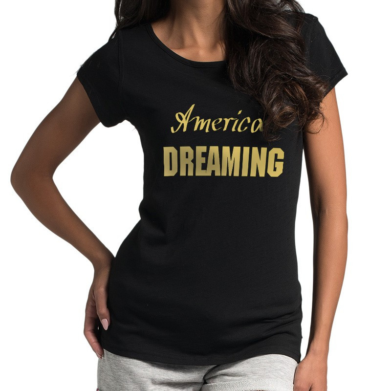 koszulka (nietoperz) damska za złotym napisem "American dreaming".