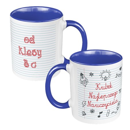 Kubek 330 ml kolorowy z nadrukiem "Kubek najlepszego nauczyciela" - idealny na prezent - personalizowany.