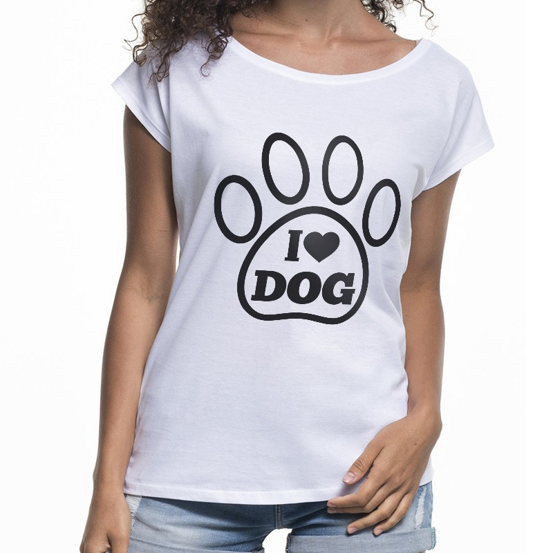 "I love dog" - koszulka (nietoperz) damska.