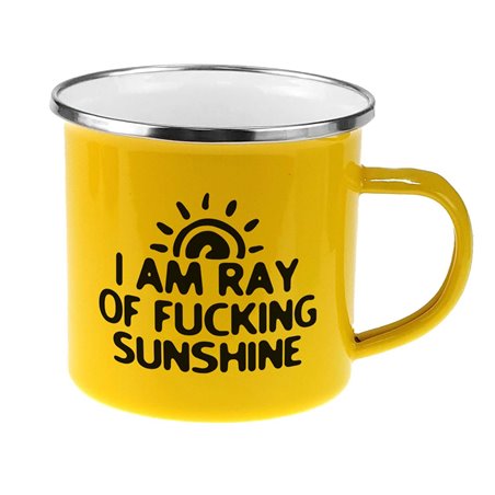 Kubek "I am ray of fucking sunshine" metalowy, emaliowany.