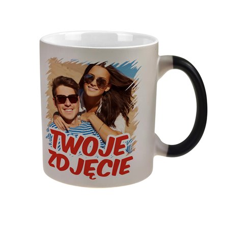 Kubek magiczny z Twoim zdjęciem, grafiką lub tekstem- czarny.