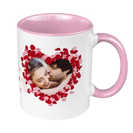 Kubek 330 ml kolorowy na Walentynki- ze zdjęciem oraz imionami zakochanych.