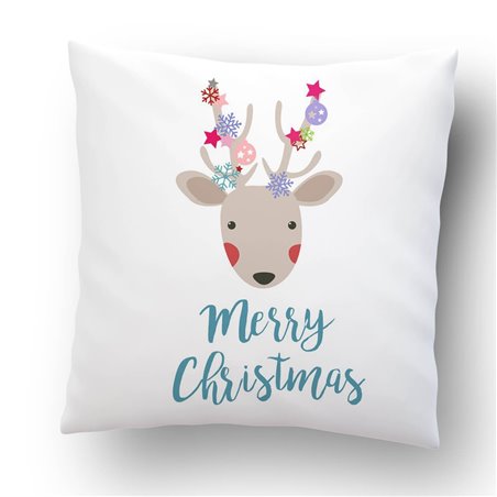 Poduszka z mikrofibry  "Merry Christmas - świąteczny renifer".