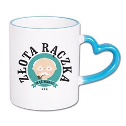 Kubek specjalnie dla dziadka z napisem i grafiką "Dziadek złota rączka" - uchwyt serce. 2