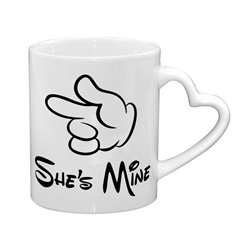 Zestaw Kubków 330 ml, uchwyt serce "He's/ She's Mine". 2