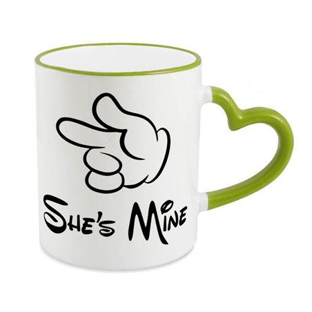 Zestaw Kubków 330 ml, uchwyt serce "He's/ She's Mine".