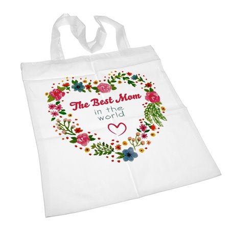 Super torba na zakupy z długimi uszami - "The best mom in the world" - idealna na prezent na dzień mamy.