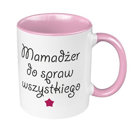 Kubek 330 ml kolorowy "Mamadżer do spraw wszystkiego" - na dzień matki.