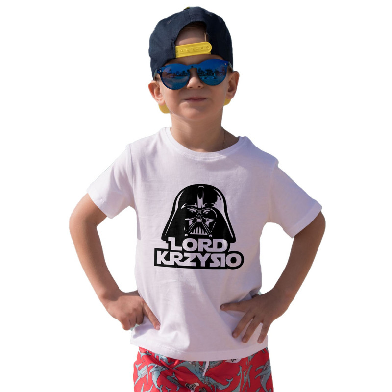 Koszulka dziecięca dla fana Gwiezdnych Wojen "Lord" z imieniem - krótki rękaw.