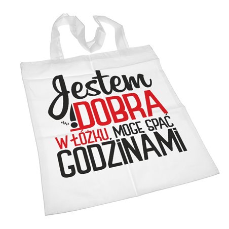 Super torba z długimi uszami - "Jestem dobra w łóżku..." - idealna na zakupy, basen, siłownię lub inną wyprawę wakacyjną.