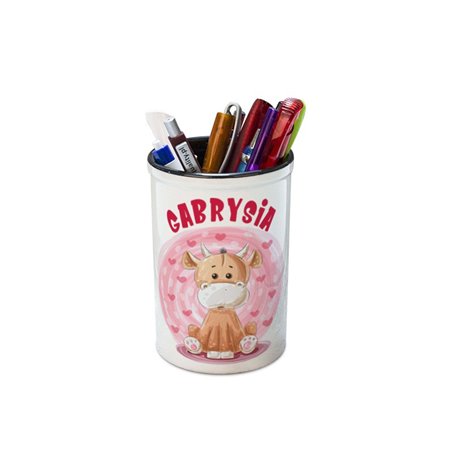 Pojemnik na przybory szkolne personalizowany (kredki, ołówki, długopisy)  "Krówka".