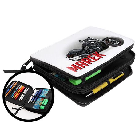 Duży piórnik z grafiką " Harley Davidson " - dla młodego miłośnika motocykli.