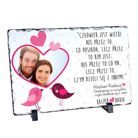 Foto granit (płyta granitowa) z Twoim zdjęciem, personalizacją oraz pięknym cytatem - podziękowania dla rodziców, 20 x 30cm!!!