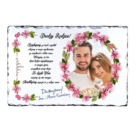 Foto granit (płyta granitowa) z Twoim zdjęciem, personalizacją oraz wierszem - specjalnie dla rodziców, 20 x 30cm!!!