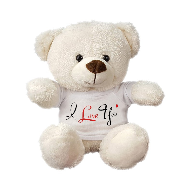 Maskotka miś biały pluszowy z napisem " I love you " - 18 cm.