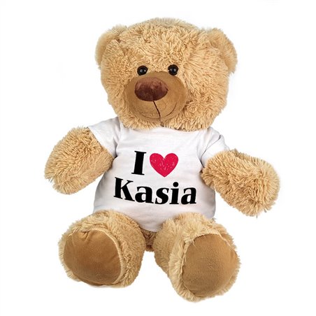 Maskotka miś duży dla dziewczyny z napisem " I love Kasia " - ok. 55-60cm.