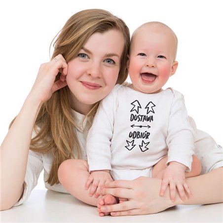 Śmieszne body z nadrukiem "Dostawa odbiór " - krótki lub długi rękaw..