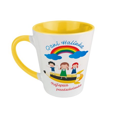 Kubek latte od przedszkolaków "Pani Halinka najlepsza przedszkolanka - idealny na prezent dla nauczyciela - personalizacja.