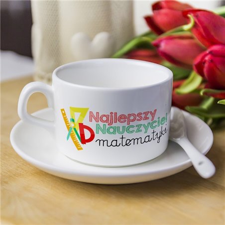 Filiżanka na dzień nauczyciela dla nauczycieli z matematyki z napisem " Najlepszy nauczyciel z matematyki ".