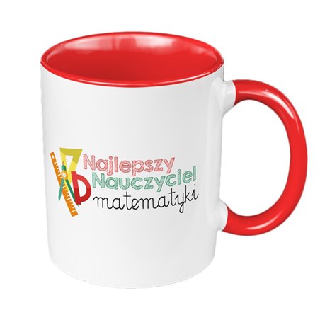 Kubek 330 ml kolorowy na dzień nauczyciela "Najlepszy nauczyciel matematyki".