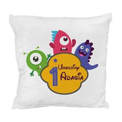 Pluszowa poduszka dla chłopczyka na roczek - milutka i mięciutka jak misio.