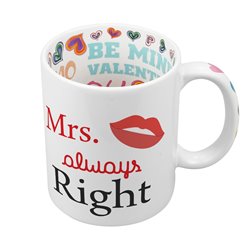 Kubek z wnętrzem w serca "Mrs always right".
