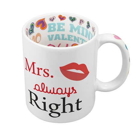 Kubek z wnętrzem w serca "Mrs always right".