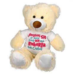 Maskotka miś duży dla dziewczyny "Przytulaj się do mnie, kiedy Kuby nie ma obok Ciebie" - ok. 55-60cm.