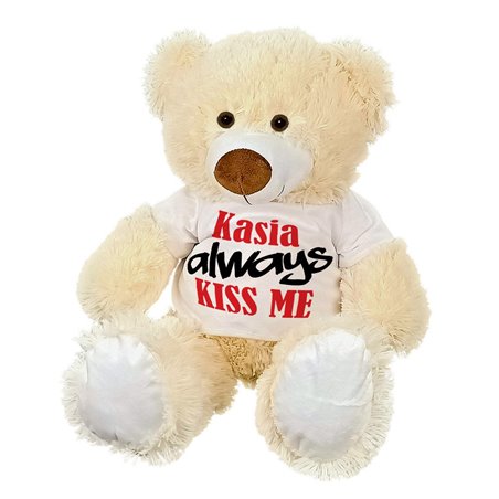 Maskotka miś duży z grafiką "Always kiss me" - ok. 55-60cm.