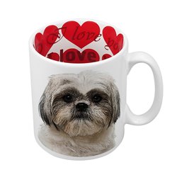 Kubek 330 ml z wnętrzem w serca "Shitzu" - różne wzory.