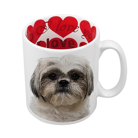 Kubek 330 ml z wnętrzem w serca "Shitzu" - różne wzory.