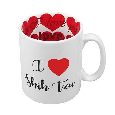 Kubek 330 ml z wnętrzem w serca "Shitzu" - różne wzory.