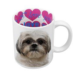 Kubek 330 ml z wnętrzem w serca "Shitzu" - różne wzory.