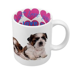 Kubek 330 ml z wnętrzem w serca "Shitzu" - różne wzory. 2