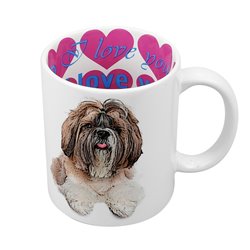 Kubek 330 ml z wnętrzem w serca "Shitzu" - różne wzory. 2