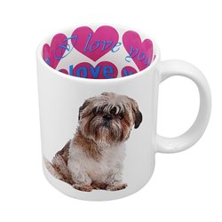 Kubek 330 ml z wnętrzem w serca "Shitzu" - różne wzory. 2