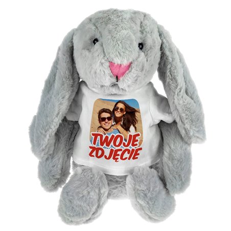 Królik z Twoim zdjęciem, tekstem, grafiką - maskotka ok. 39 cm - świetny prezent..