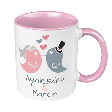 Kubek 330 ml kolorowy dla młodej pary - personalizowany.
