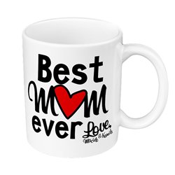 Kubek 330 ml biały dla mamy w koszyku - Best mum ever - personalizacja. 2