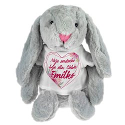 Królik "Moje serducho bije do Ciebie" - maskotka ok. 39 cm - podaj imię drugiej połówki..