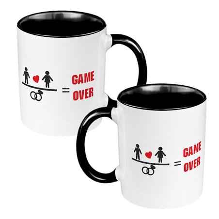 Zestaw kubków 330 ml kolorowe - dla nowożeńców lub zakochanych "Game Over".