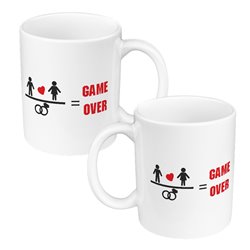 Zestaw kubków 330 ml kolorowe - dla nowożeńców lub zakochanych "Game Over". 2