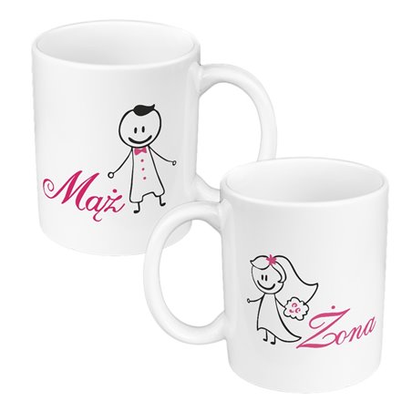 Zestaw kubków 330 ml kolorowe w pudełku - dla nowożeńców lub małżeństwa "Mąż żona".