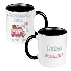 Zestaw kubków 330 kolorowe ml w pudełku - dla nowożeńców "Mąż żona" - personalizacja. 2