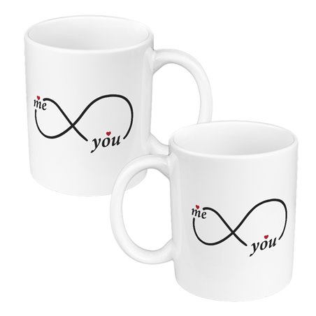 Zestaw kubków 330 ml kolorowe w pudełku - dla pary z grafiką  "Nieskończoność".