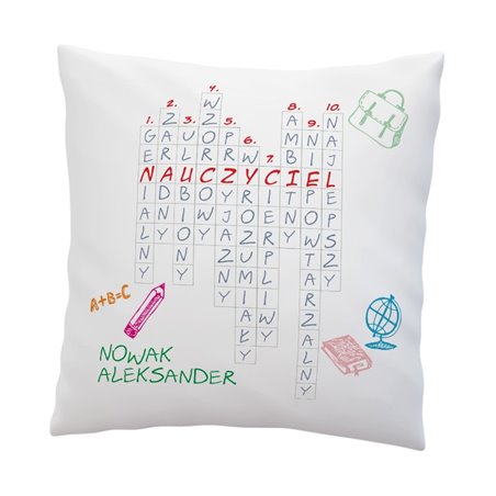Super poduszka dla nauczyciela - krzyżówka - personalizacja.