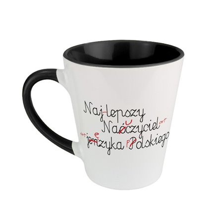 Śmieszny kubek latte specjalnie dla nauczyciela polskiego.