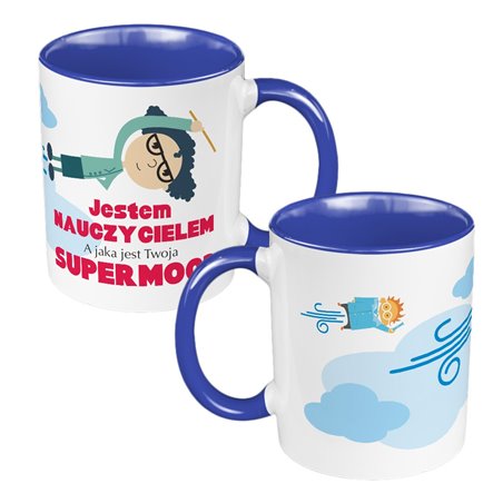 Kubek 330 ml  kolorowy " Jestem nauczycielem, a jaka jest Twoja supermoc?