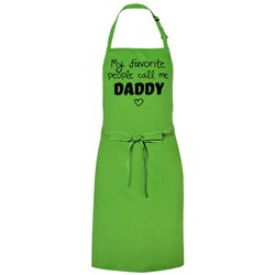 Kolorowy, gruby fartuch z nadrukiem "My favorite people call me daddy" - idealny prezent na dzień taty.